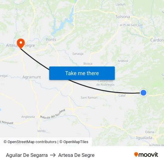 Aguilar De Segarra to Artesa De Segre map