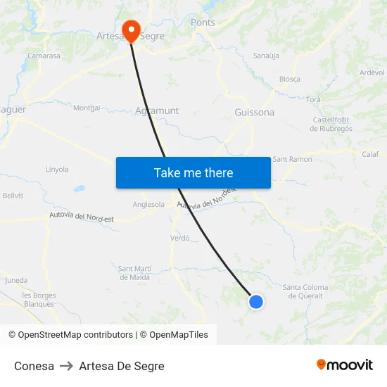 Conesa to Artesa De Segre map