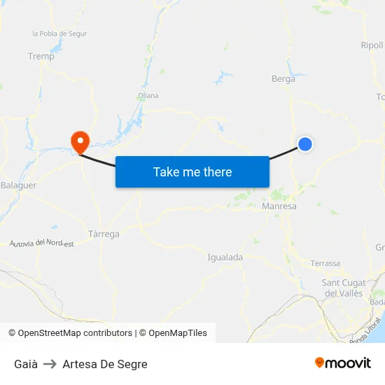 Gaià to Artesa De Segre map