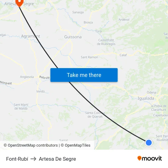 Font-Rubí to Artesa De Segre map