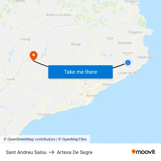 Sant Andreu Salou to Artesa De Segre map