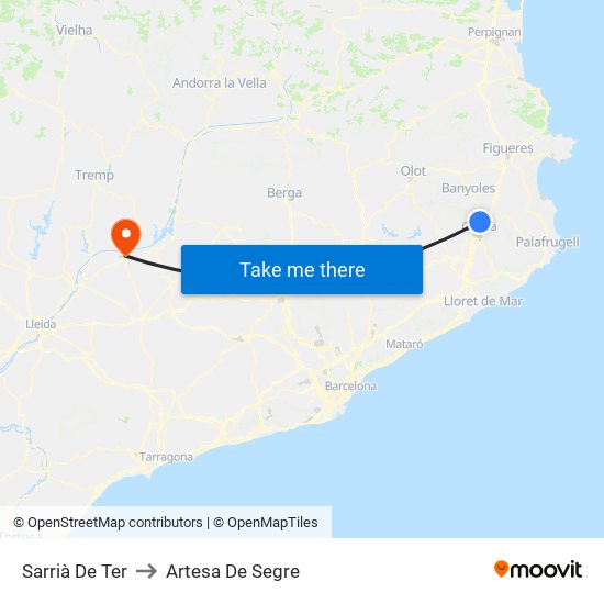 Sarrià De Ter to Artesa De Segre map