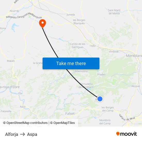 Alforja to Aspa map