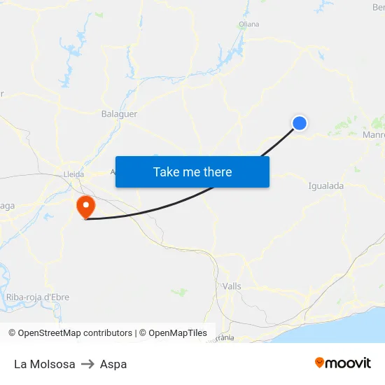 La Molsosa to Aspa map