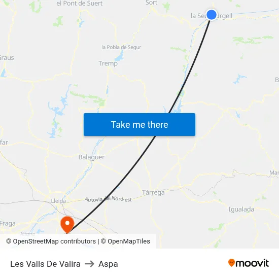 Les Valls De Valira to Aspa map