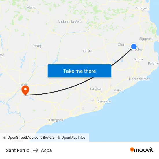 Sant Ferriol to Aspa map