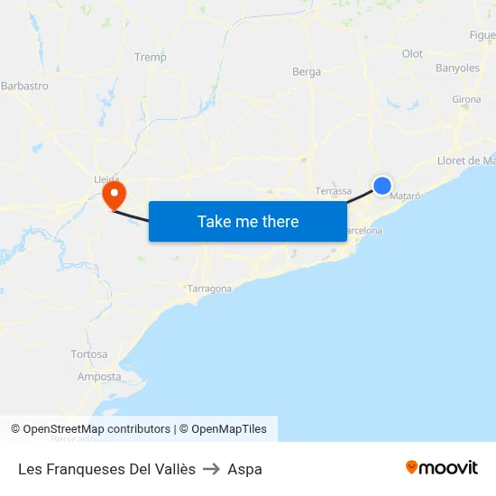 Les Franqueses Del Vallès to Aspa map