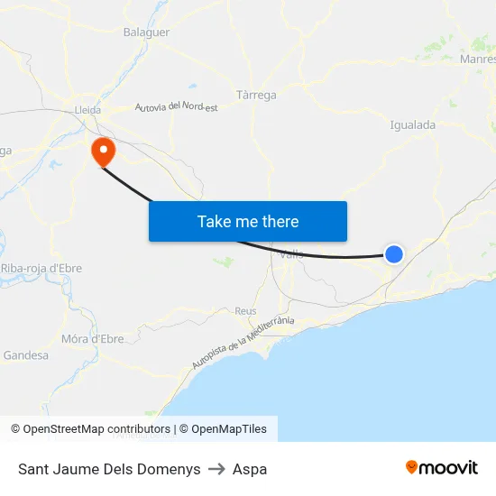 Sant Jaume Dels Domenys to Aspa map