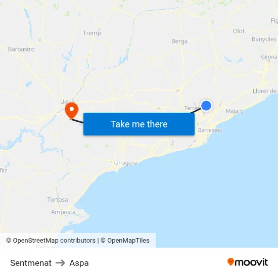 Sentmenat to Aspa map