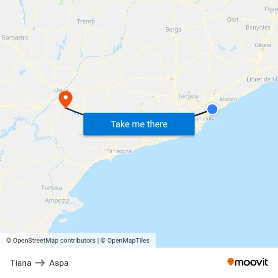 Tiana to Aspa map