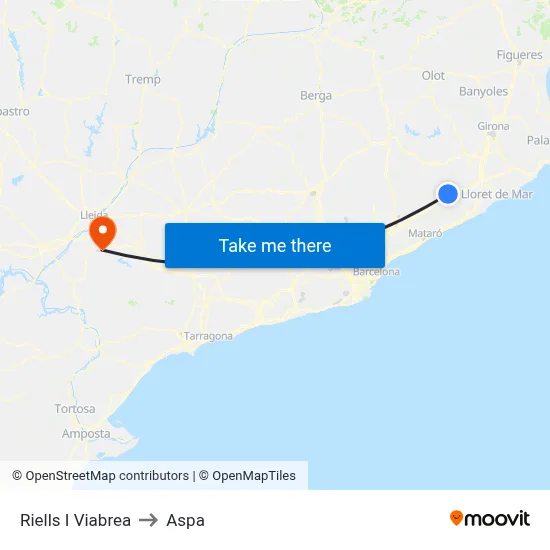 Riells I Viabrea to Aspa map