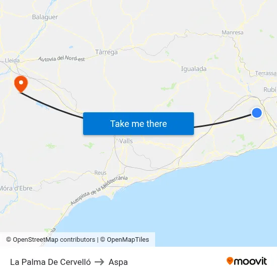 La Palma De Cervelló to Aspa map