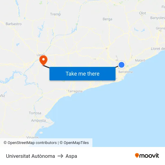 Universitat Autònoma to Aspa map