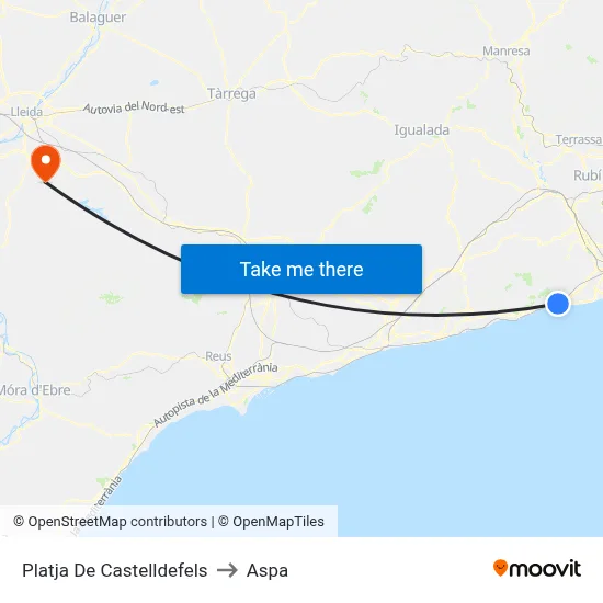 Platja De Castelldefels to Aspa map