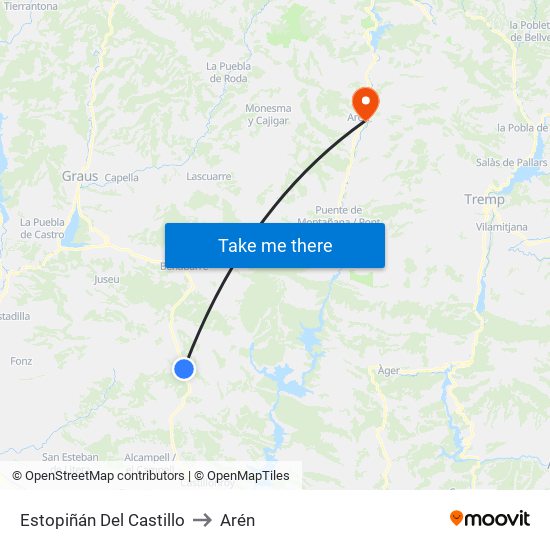 Estopiñán Del Castillo to Arén map