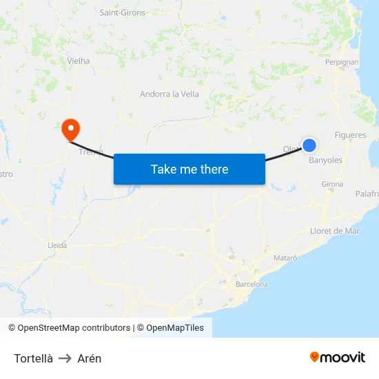 Tortellà to Arén map