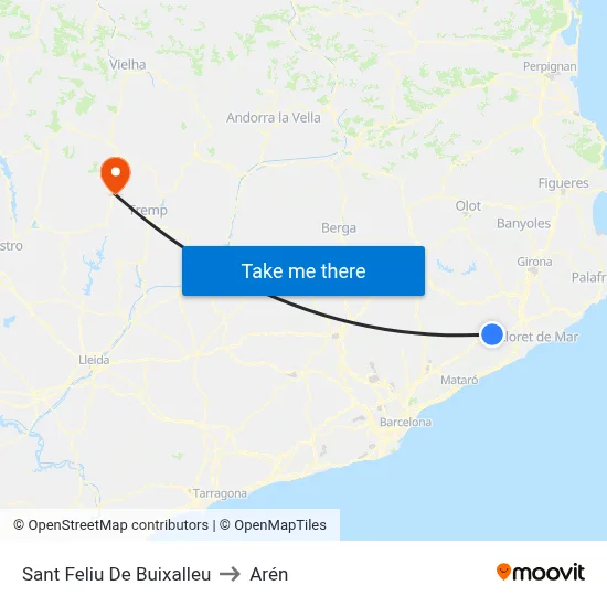 Sant Feliu De Buixalleu to Arén map