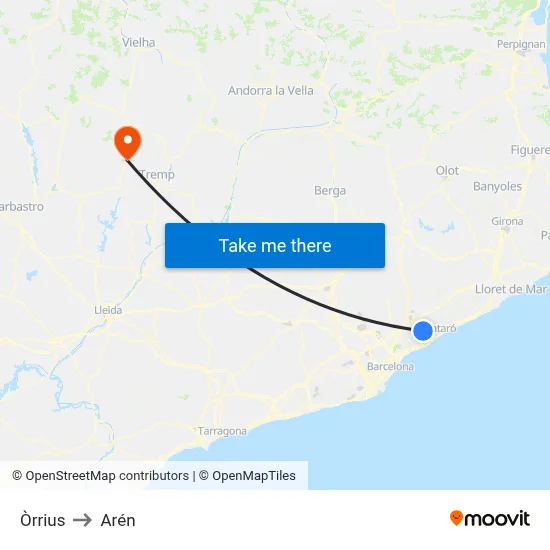 Òrrius to Arén map