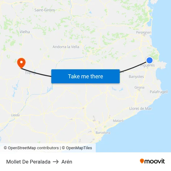 Mollet De Peralada to Arén map