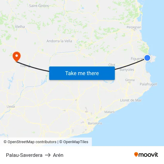 Palau-Saverdera to Arén map