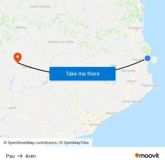 Pau to Arén map