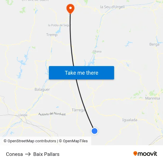 Conesa to Baix Pallars map