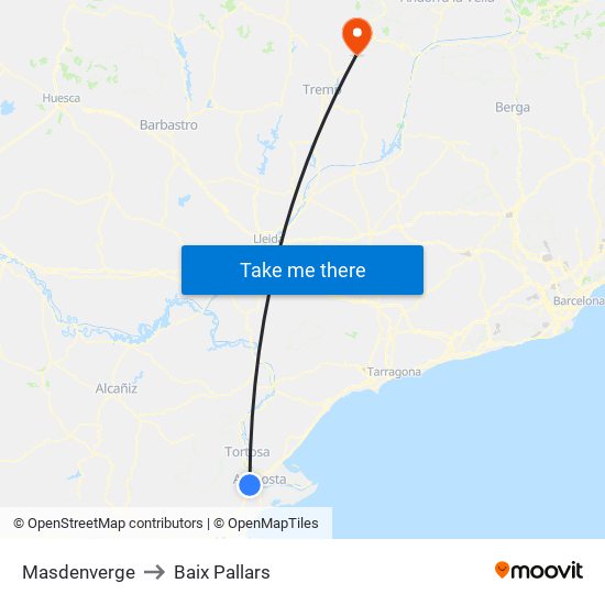 Masdenverge to Baix Pallars map