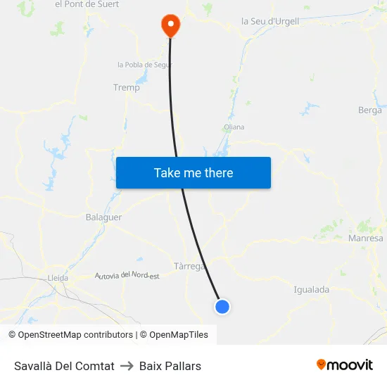 Savallà Del Comtat to Baix Pallars map