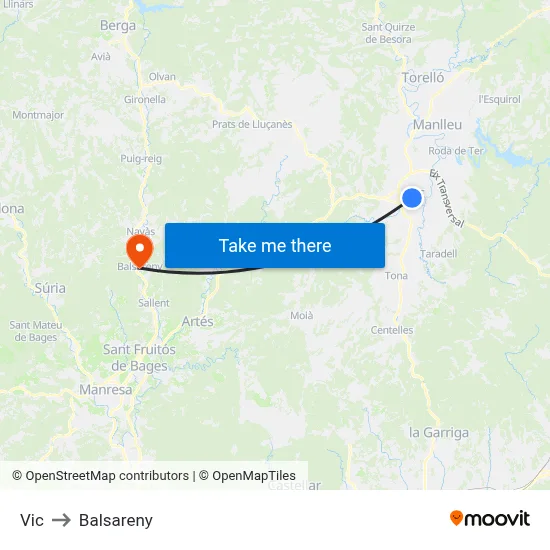 Vic to Balsareny map