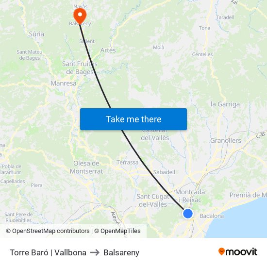 Torre Baró | Vallbona to Balsareny map