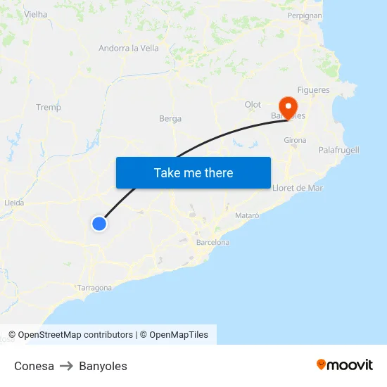 Conesa to Banyoles map