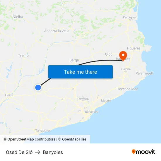 Ossó De Sió to Banyoles map