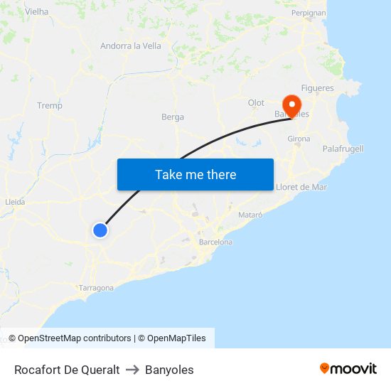 Rocafort De Queralt to Banyoles map