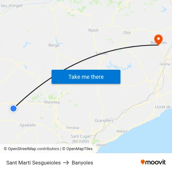 Sant Martí Sesgueioles to Banyoles map
