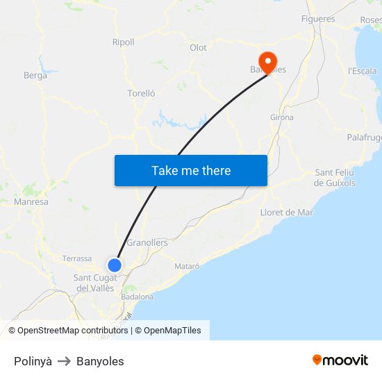 Polinyà to Banyoles map