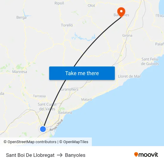 Sant Boi De Llobregat to Banyoles map