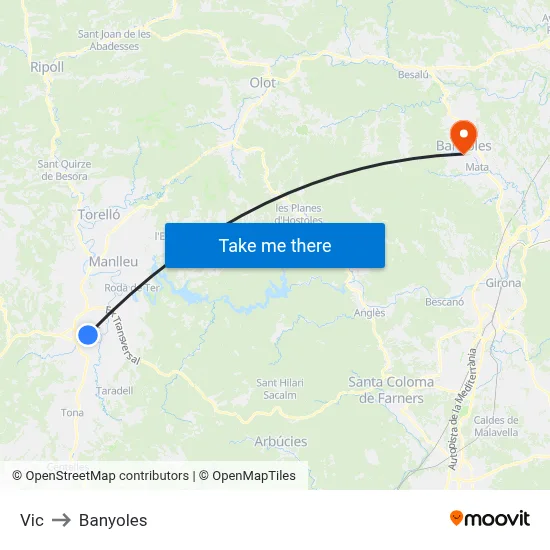 Vic to Banyoles map