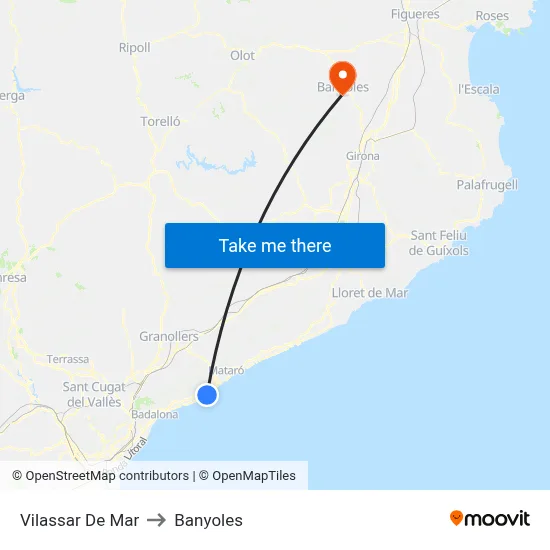 Vilassar De Mar to Banyoles map