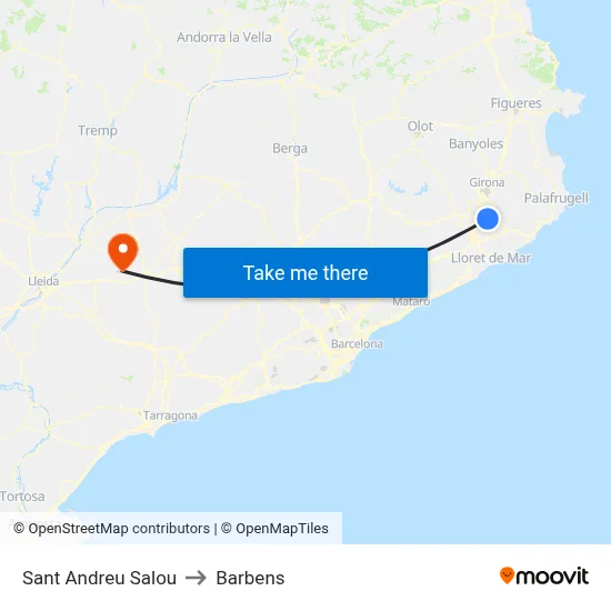 Sant Andreu Salou to Barbens map