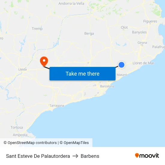 Sant Esteve De Palautordera to Barbens map