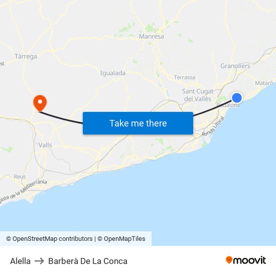 Alella to Barberà De La Conca map