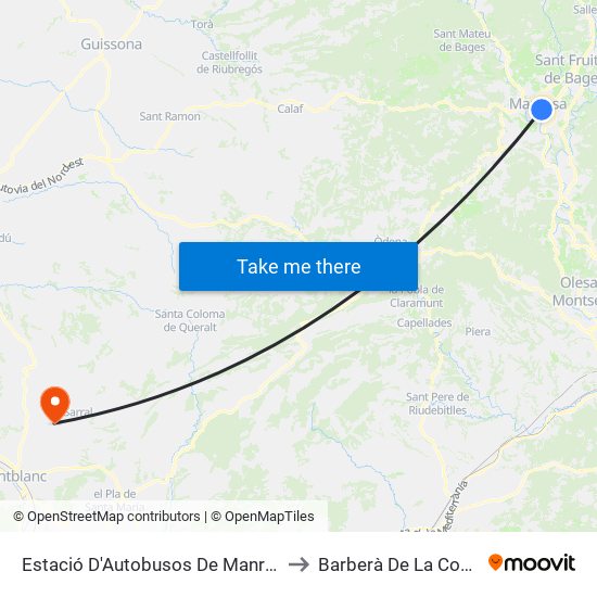 Estació D'Autobusos De Manresa to Barberà De La Conca map