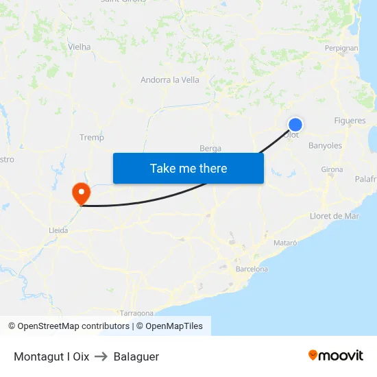 Montagut I Oix to Balaguer map