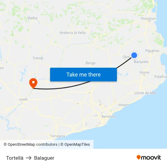 Tortellà to Balaguer map