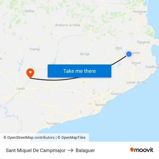 Sant Miquel De Campmajor to Balaguer map