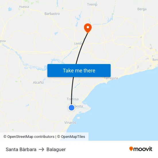 Santa Bàrbara to Balaguer map