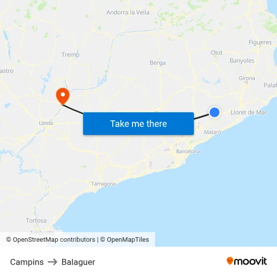 Campins to Balaguer map