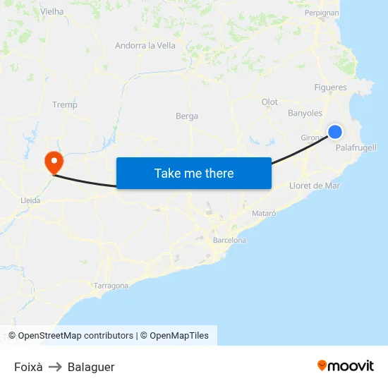 Foixà to Balaguer map