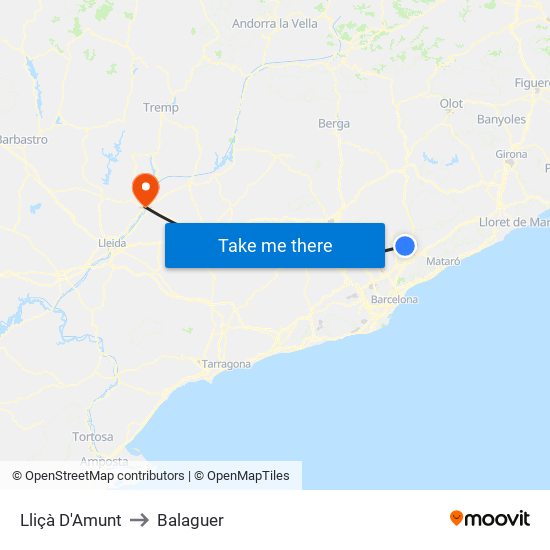 Lliçà D'Amunt to Balaguer map