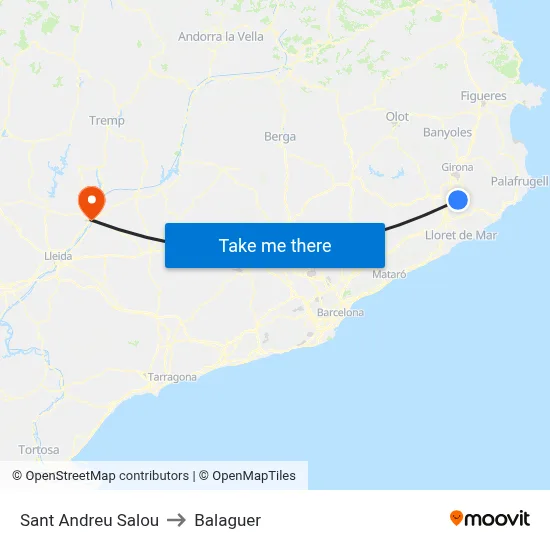 Sant Andreu Salou to Balaguer map